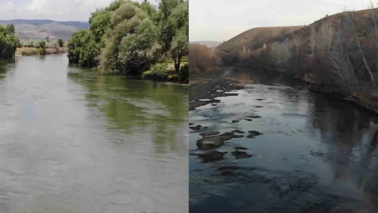Yağışlar arttı, iki fotoğraf arasındaki fark değişti: Kızılırmak'ta su seviyesi yükseldi