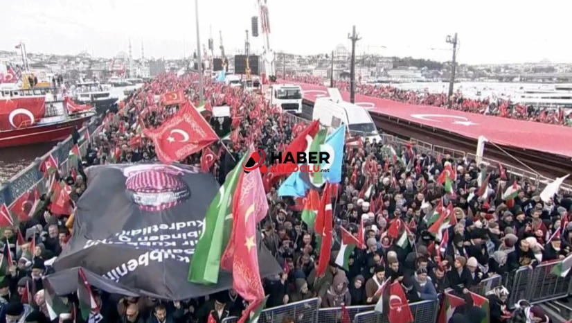 İstanbul'da büyük Gazze yürüyüşü başladı