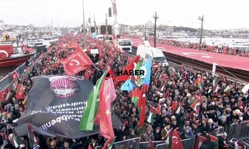 İstanbul'da büyük Gazze yürüyüşü başladı